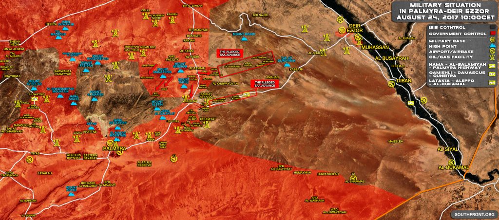 Military Situation In Central Syria On August 24, 2017 (Map Update)