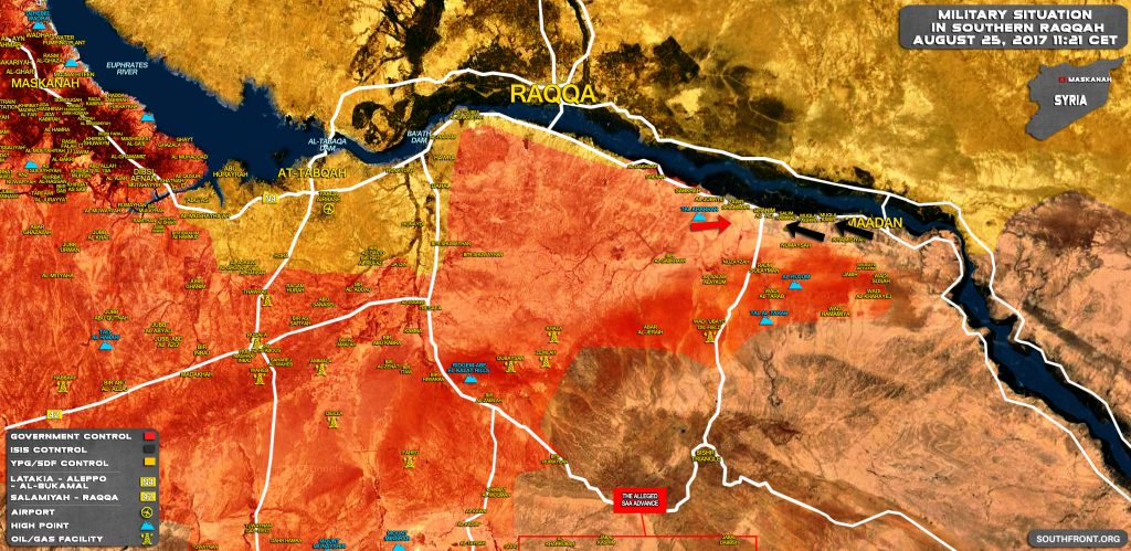 Military Situation In Southern Raqqah On August 25, 2017 (Map Update)