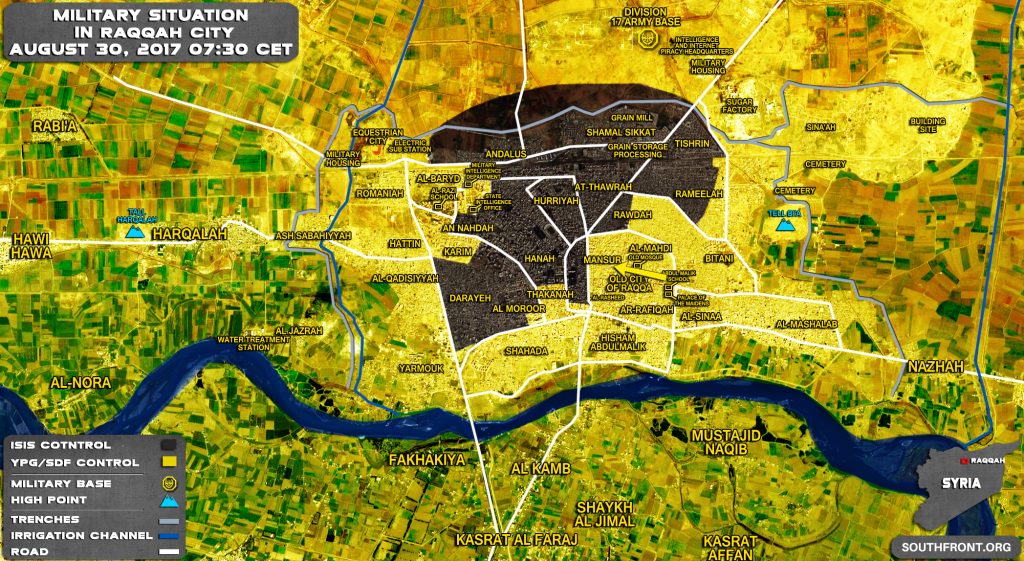 Military Situation In Syrian City Of Raqqah On August 30, 2017 (Map Update)