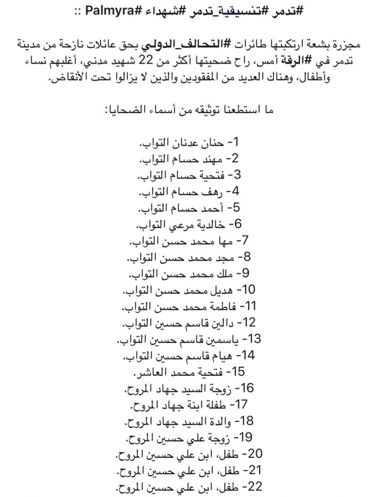 36 Civilians Killed By US-led Coalition In Raqqa City During Last 48 Hours - Reports