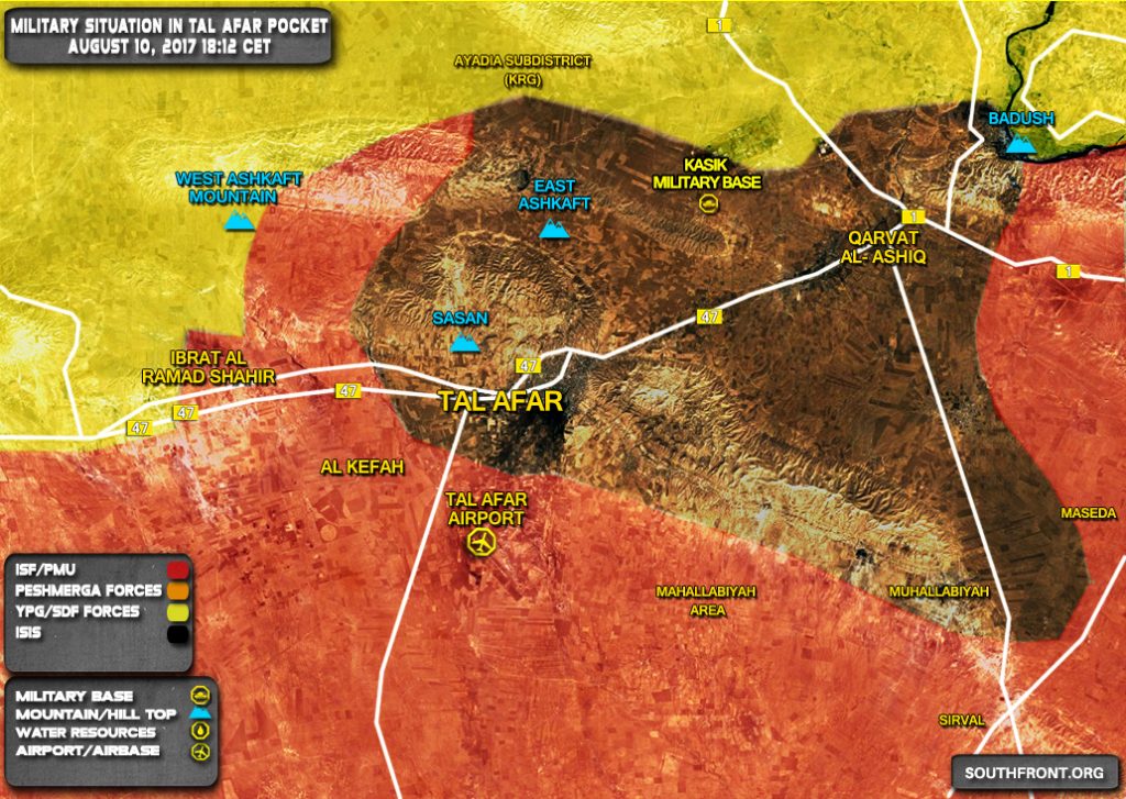 Military Situation In Tal Afar Pocket On August 10, 2017 (Map Update)