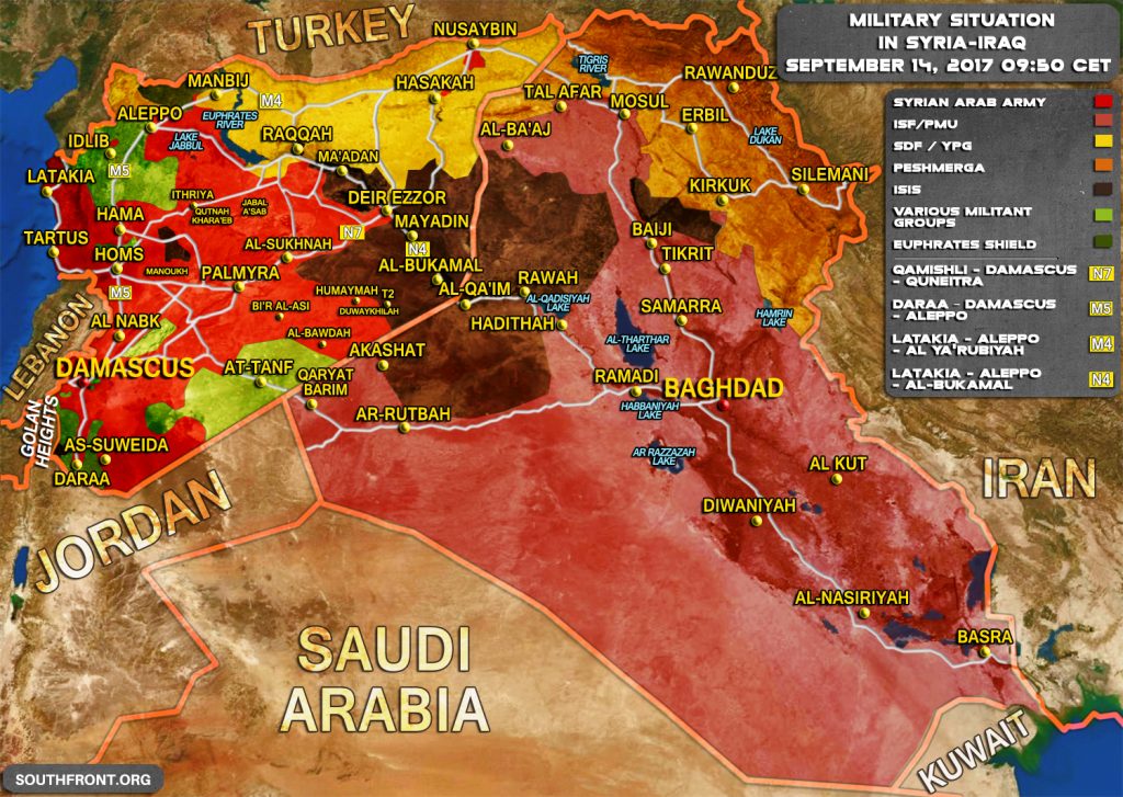 Military Situation In Syria And Iraq On September 14, 2017 (Map Update)