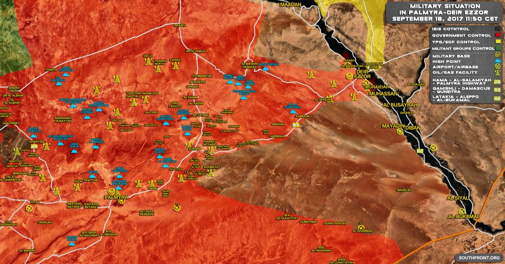 Military Situation In Central Syria On September 18, 2017 (Map Update)