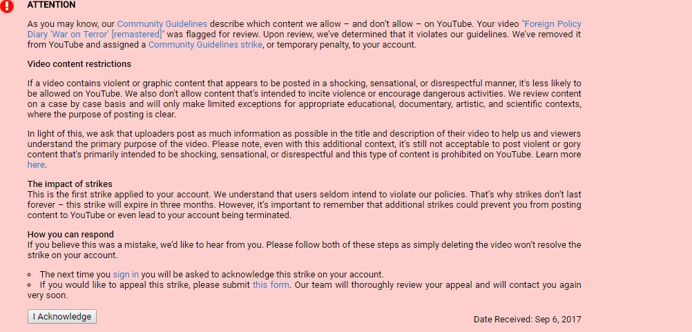 Important Message: SouthFront Is Censored On Youtube