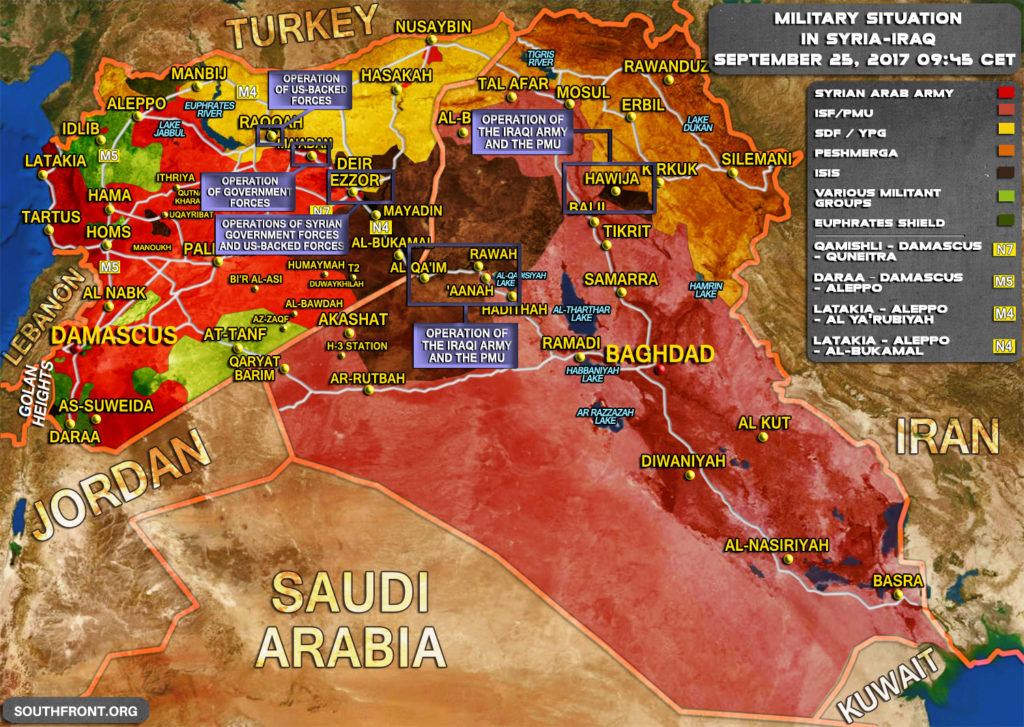 Military Situation In Syria And Iraq On September 25, 2017 (Map Update)