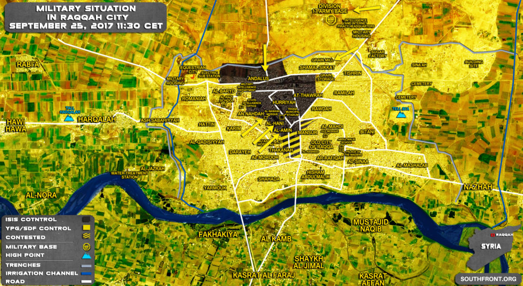 Military Situation In Syria's Raqqah City On September 25, 2017 (Map Update)