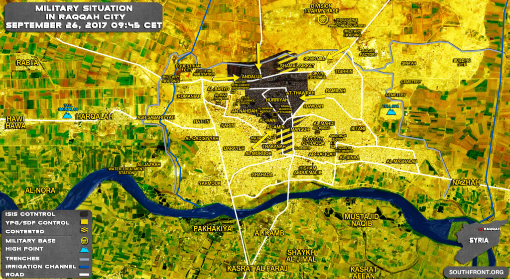 Military Situation In Syria's Raqqah City On September 26, 2017 (Map)