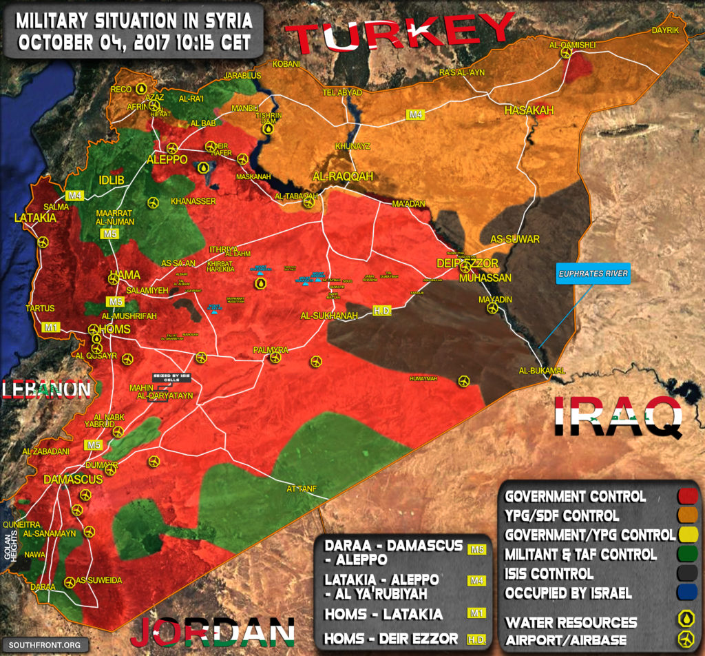 Military Situation In Syria On October 4, 2017 (Map Update)