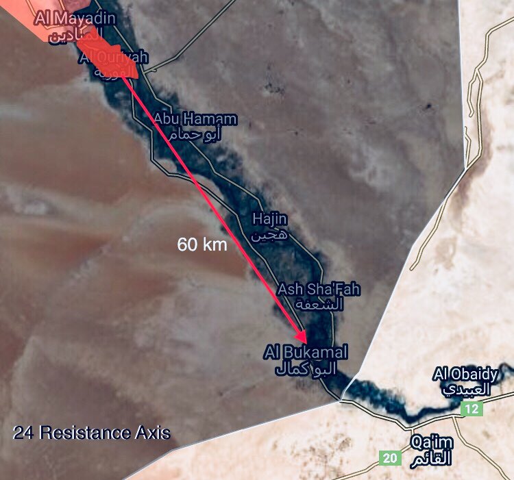 Maps: Syrian Army Advances From Mayadin Towards ISIS Border Stronghold Of Al-Bukamal