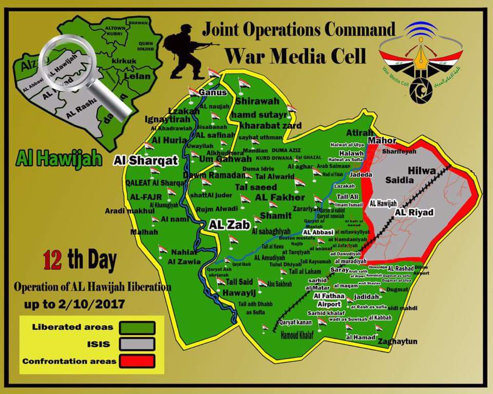 Iraqi Forces Liberated Rashad Town And 45 Villages In Hawija Area (Map)