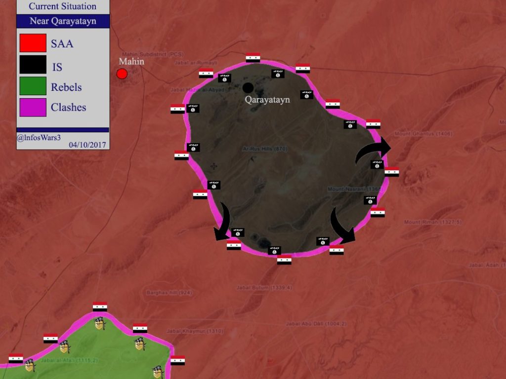 Map Update: Military Situation In al-Qaryatayn Area Sezied By ISIS Sleeper Cells