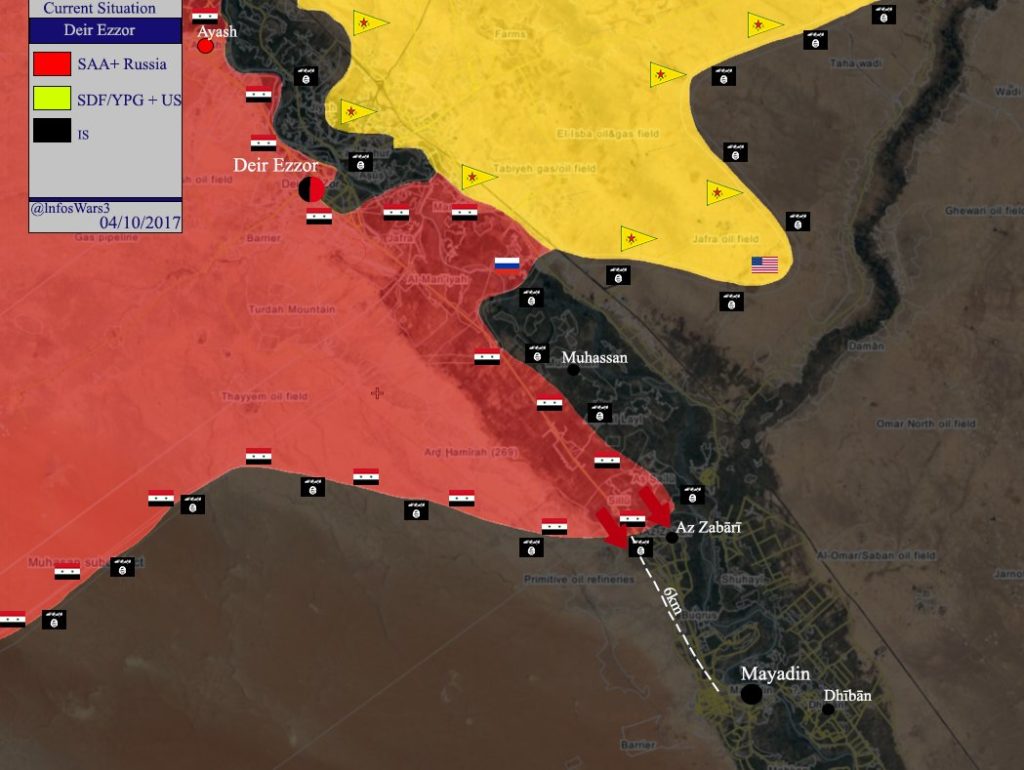 Government Forces Deploy In Striking Distance From Key ISIS-held Town Of Mayadin On Western Bank Of Euphrates (Map)