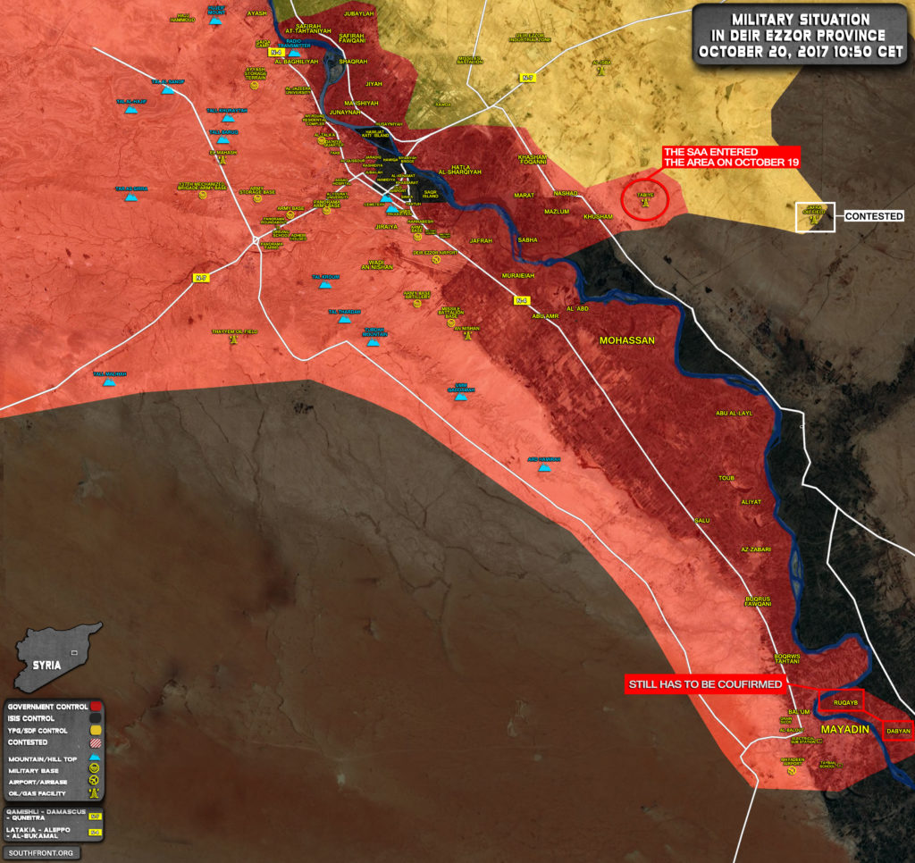 Syrian Army Clashes With ISIS Near Dabyan As SDF Advances East Of Jafra Oil Field - Reports