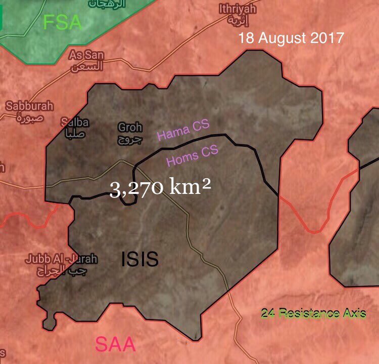 Syria Map Comparison: ISIS-held Pocket In Eastern Salamiyah Decreased From 3,270km2 To 480km2