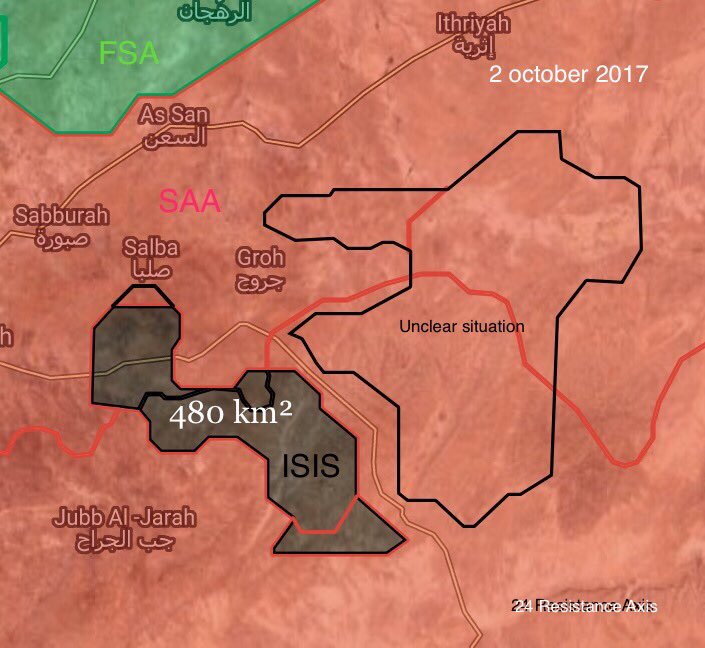 Syria Map Comparison: ISIS-held Pocket In Eastern Salamiyah Decreased From 3,270km2 To 480km2