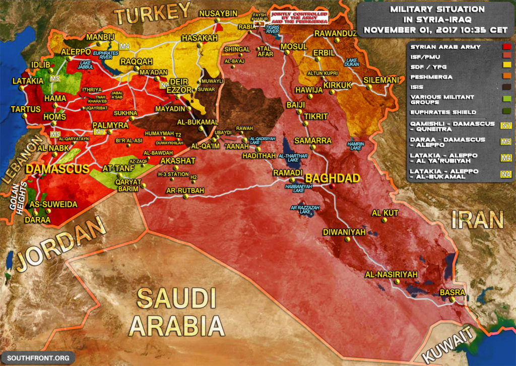 Military Situation In Syria And Iraq On November 1, 2017 (Map Update)