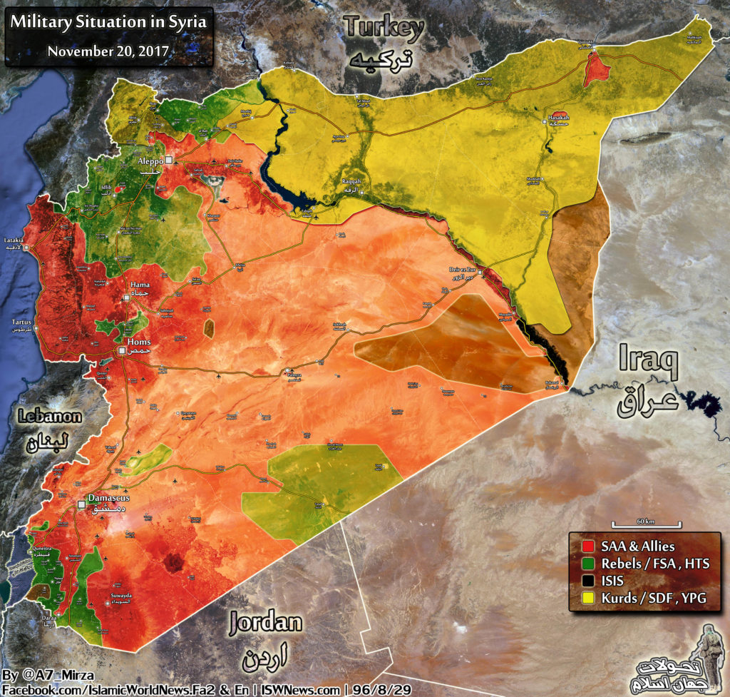 Map Comparison: Military Situation In Syria On November 20 And September 13, 2017