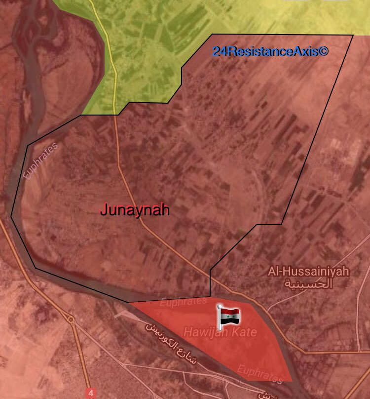 Syrian Army Secures Kati’ Island North Of Deir Ezzor. 20 ISIS Members Surrender (Map)