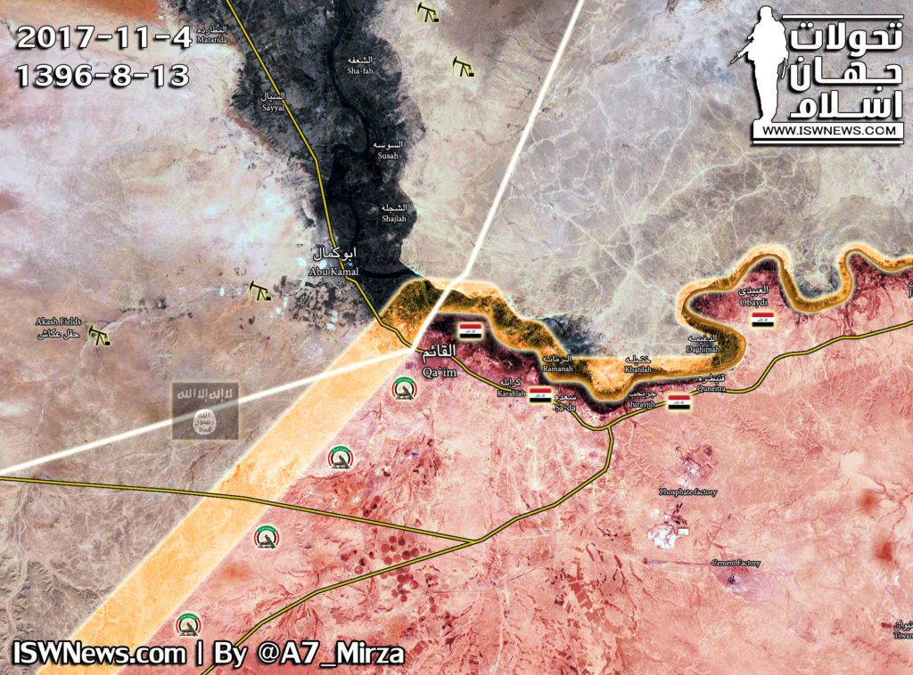 Military Situation In Al-Bukamal Area At Syrian-Iraqi Border On November 4, 2017 (Map)