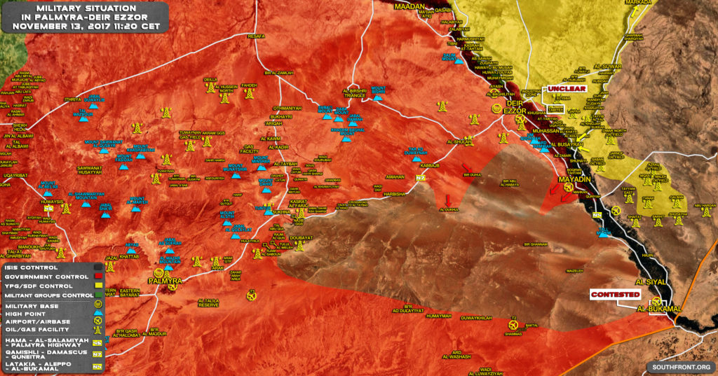 Syrian Army Resumes Operation Against ISIS South Of Mayadin, East Of Sukhna-Deir Ezzor Highway (Map)