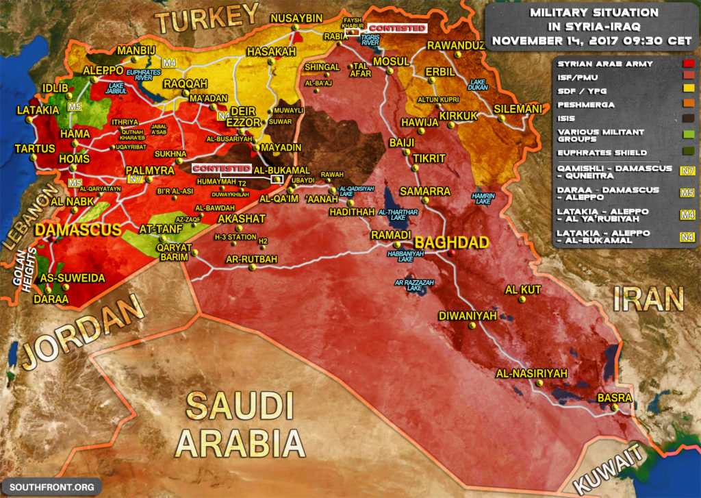 Military Situation In Syria And Iraq On November 14, 2017 (Map Update)