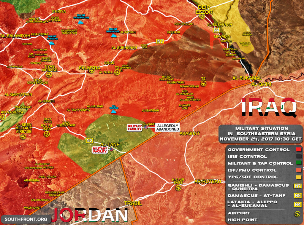 Military Situation In Southeatern Syria On November 24, 2017 (Map Update)