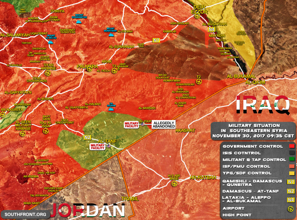 Military Situation In Southeastern Syria On November 30, 2017 (Map Update)