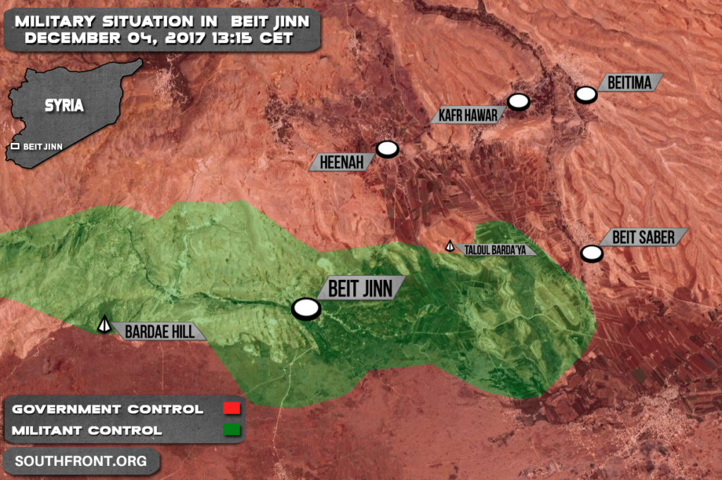 Military Situation In Beit Jinn Pocket In Southern Syria On December 4, 2017 (Syria Map Update)