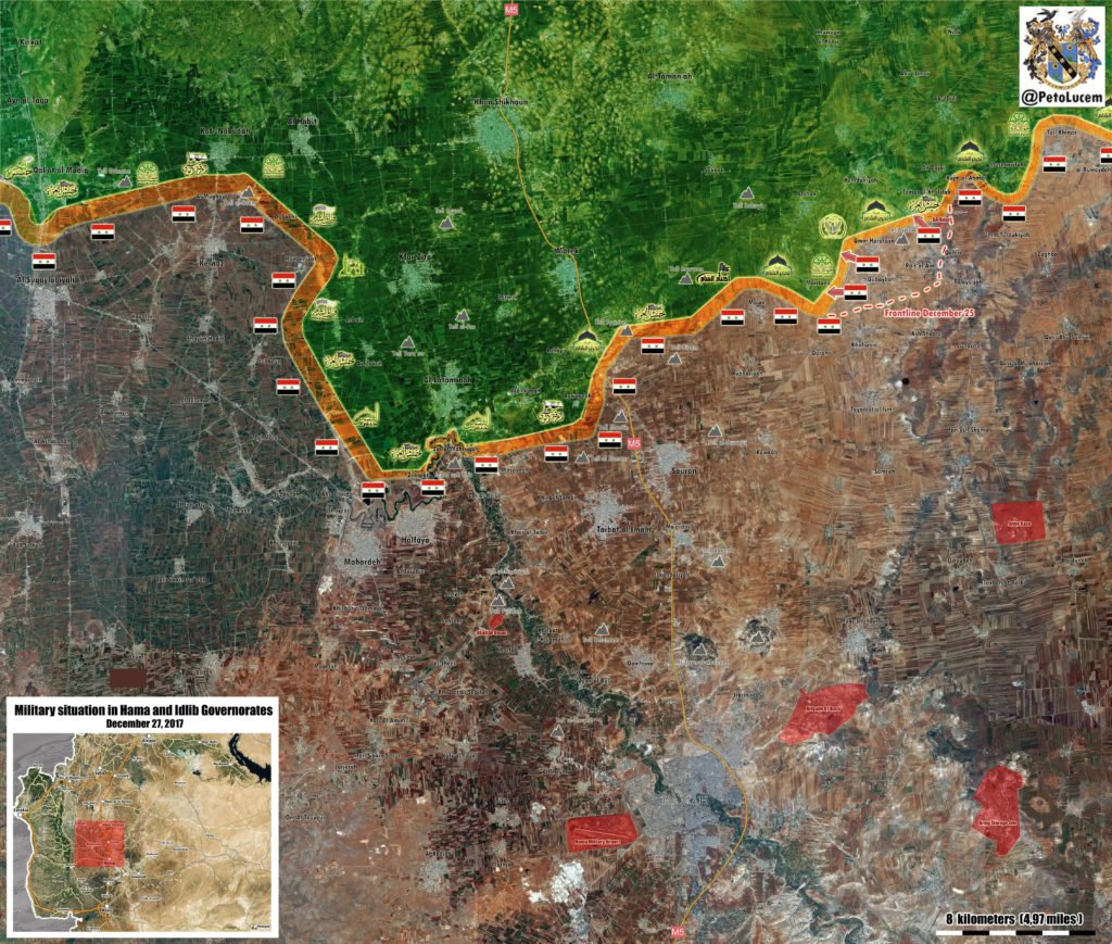 Military Situation In Syria's Northern Hama On December 27, 2017 (Map Update)