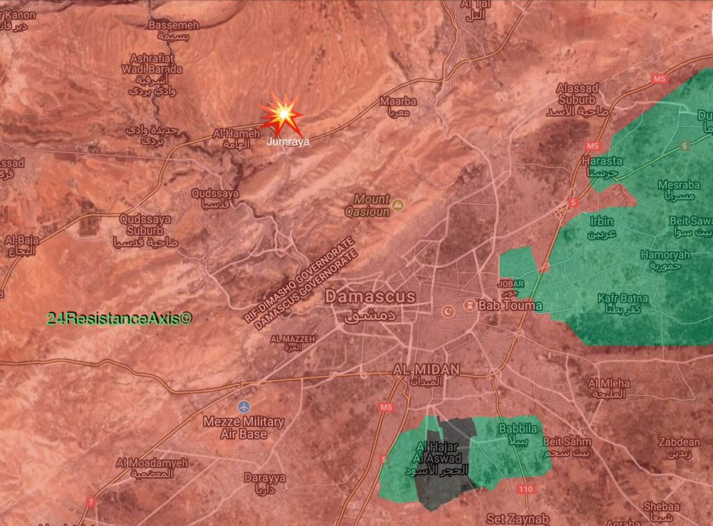 Israeli Warplanes Launch Missiles On Scientific Research Center In Northern Damascus (Maps, Videos)