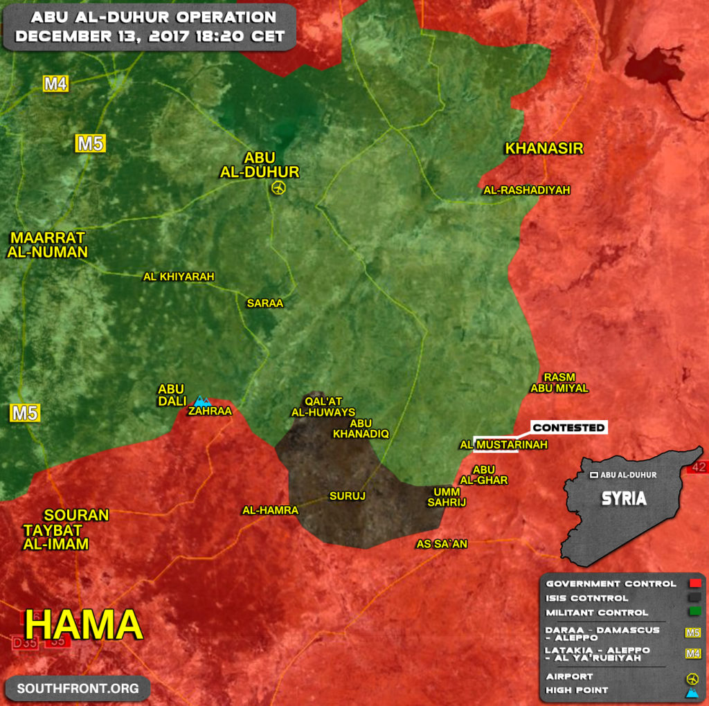 Military Situation In Area Of Abu Al-Duhur On December 13, 2017 (Map Update)