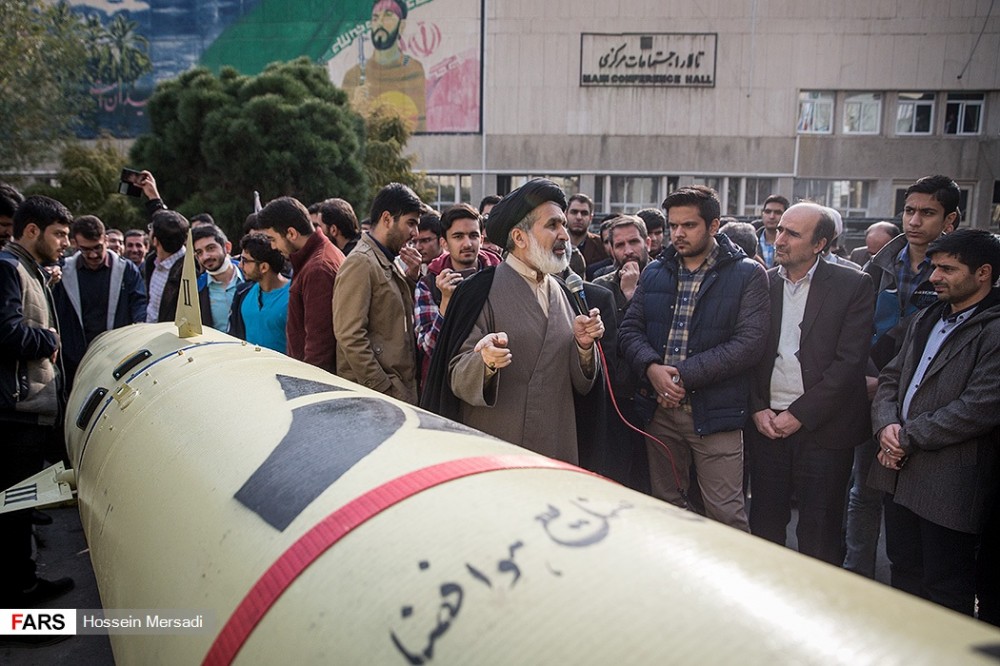 In Photos: Zolfaghar Ballistic Missile Is Showcased In Front Of Amirkabir University of Technology In Teheran