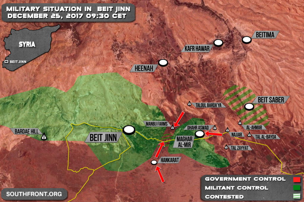 Syrian Army Liberates Manbij Farms, Encircles Militants In Beit Jinn (Map)