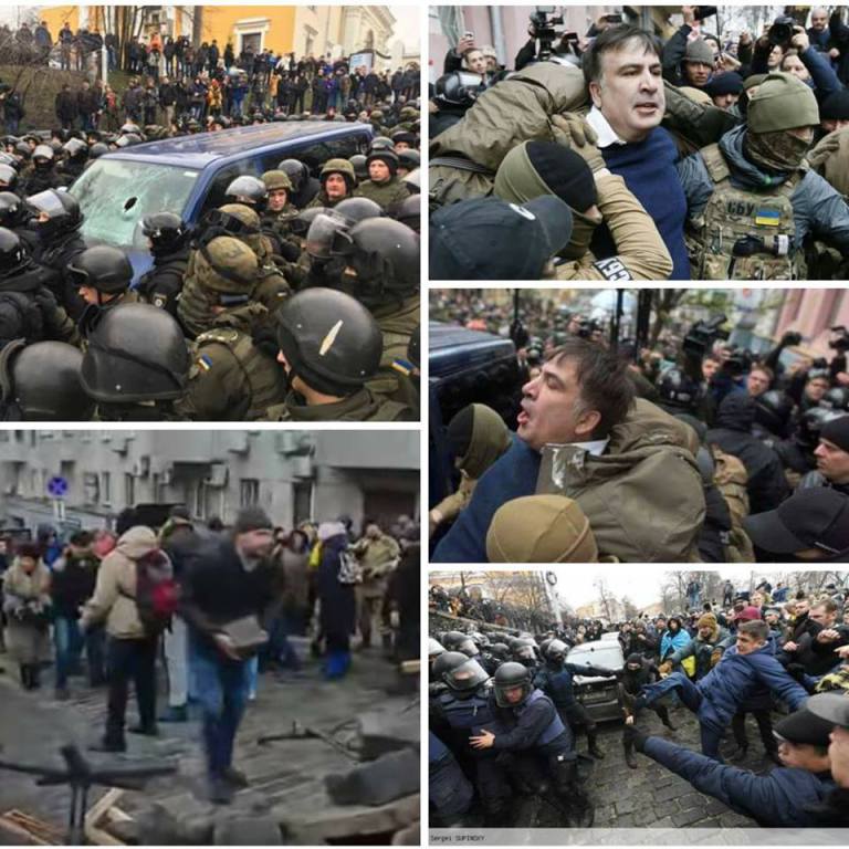 War criminal ex-Georgian President freed from police custody by mob in Kiev after “suicide” stunt