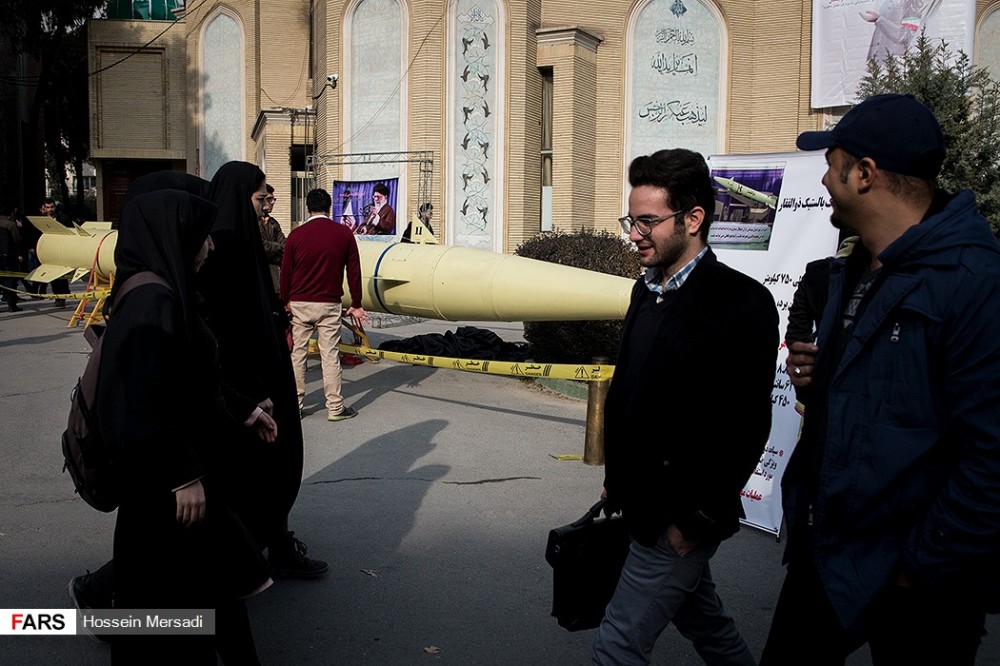 In Photos: Zolfaghar Ballistic Missile Is Showcased In Front Of Amirkabir University of Technology In Teheran