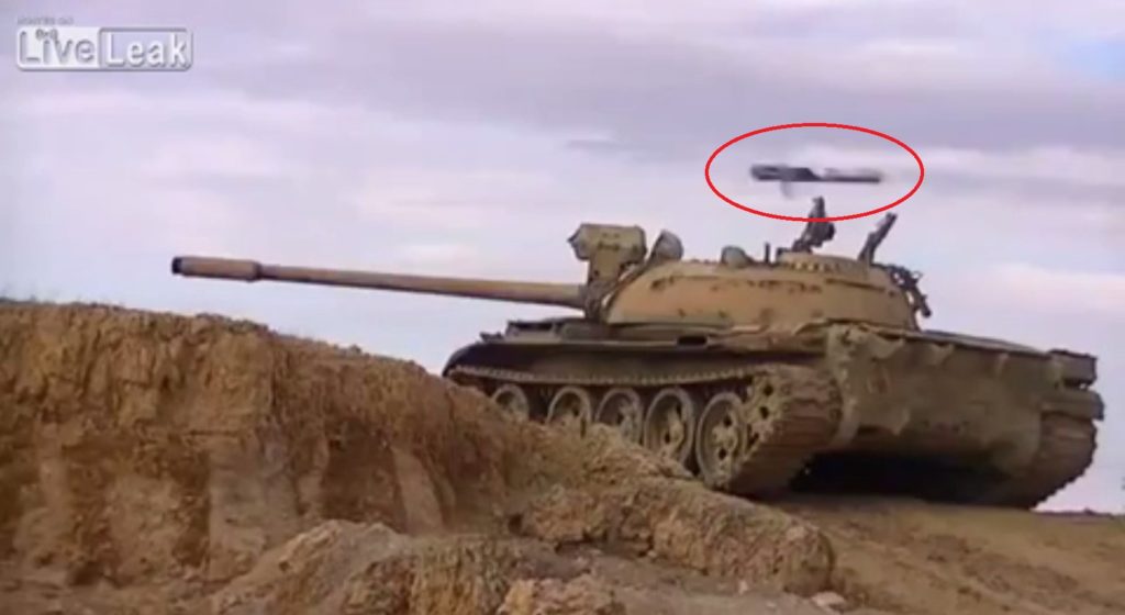 Video: Anti-Tank Missile Passes Just Above Turret Of Syrian Battle Tank