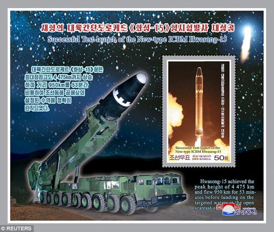 In Photos: North Korea's Stamps Celebrating Hwasong-15 ICBM Launch