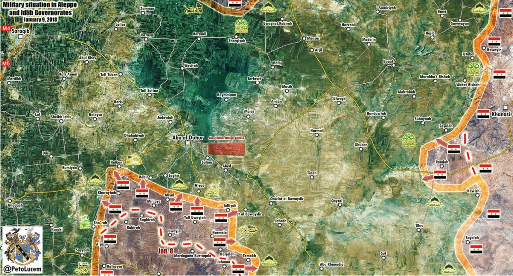 Government Troops Establish Fire Control Over Maarat al-Nouman - Abu al-Duhur Road (Map)