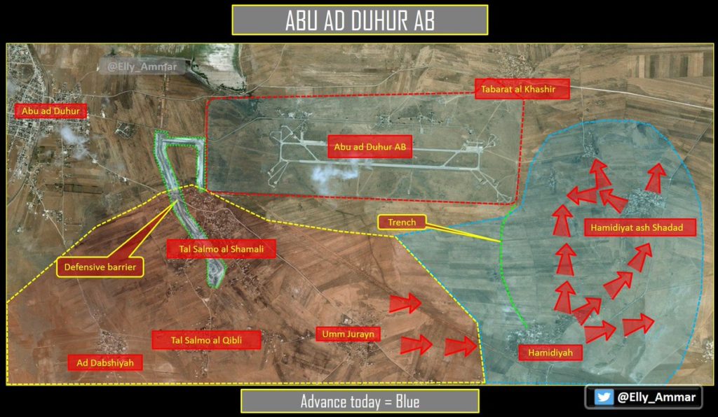 Tiger Forces Isolating Abu al-Duhur Airbase From Eastern Flank (Map)