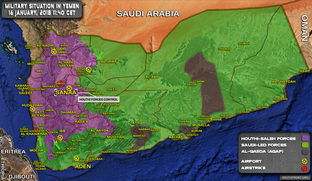 Military Situation In Yemen On January 16, 2018 (Map Update)