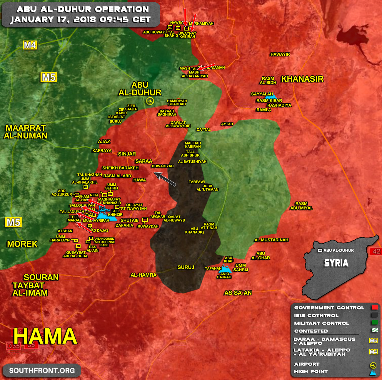 ISIS Attacks Syrian Army South Of Abu al-Duhur Airbase, Seeks To Reach Sinjar (Map)