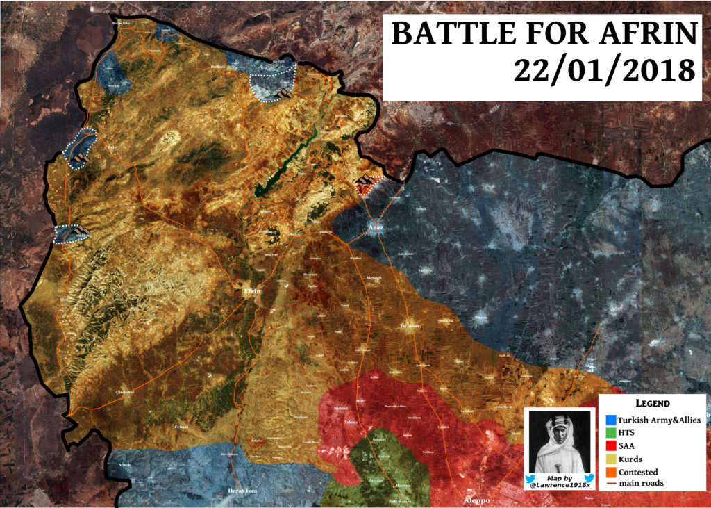 Map Update: Results Of Third Day Of Turkey's Operation Olive Branch