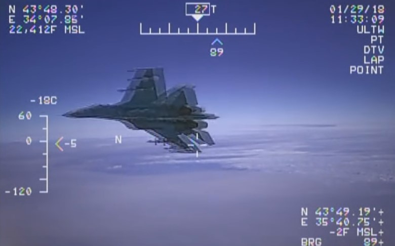 US Military Releases Video Of Russian Su-27 Fighter Jet Intercepting US Navy EP-3 ARIES II Spy Plane