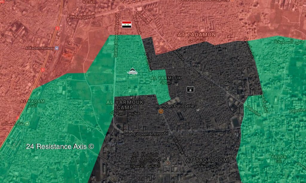 Map: Military Situation In Southern Damascus Following ISIS Advance In Yarmouk Camp Area