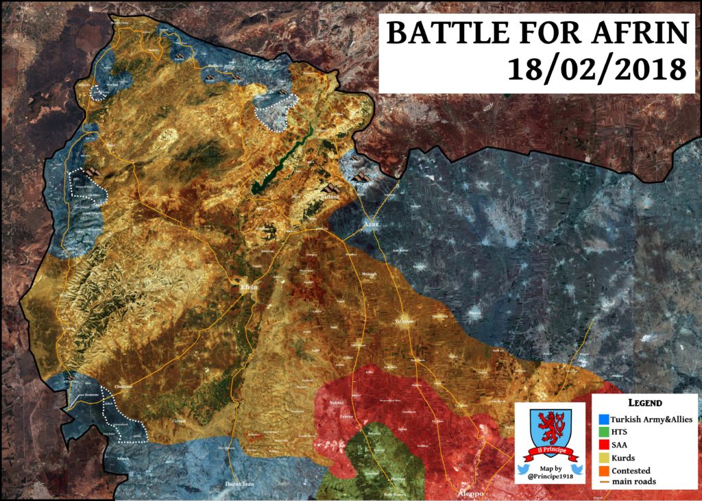 Map Update: Turkish Amry Progress Against Kurdish YPG Forces In Syria's Afrin