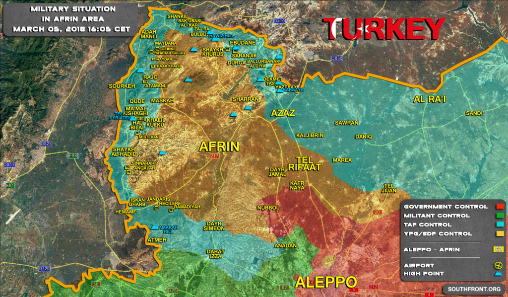 Map Update: Military Situation In Syrian Area Of Afrin On March 5, 2018