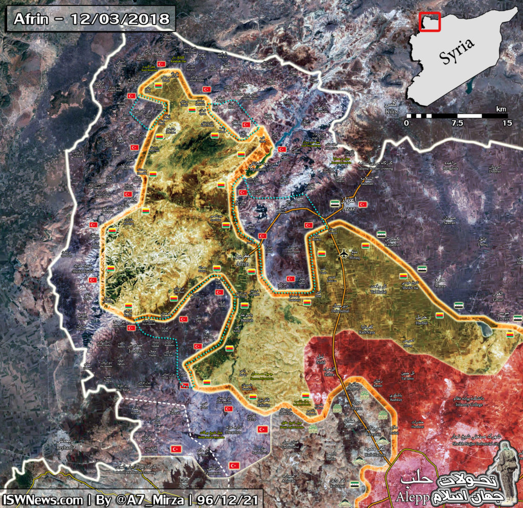 Map Update: Military Situation In Syrian Area Of Afrin On March 12, 2018