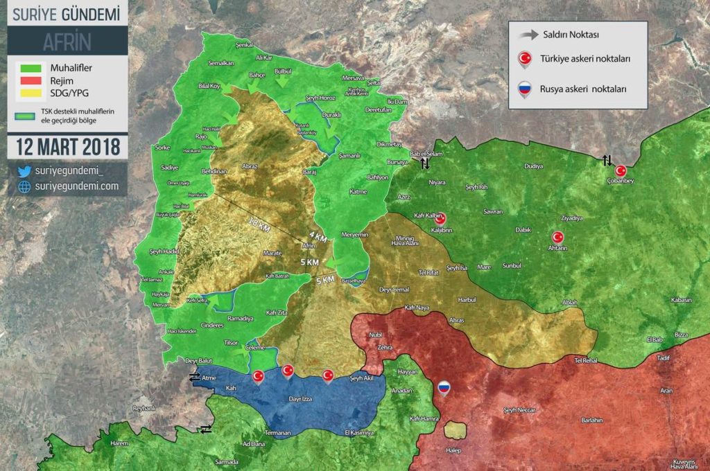 Overview Of Battle For Afrin On March 13, 2018 (Maps, Videos)