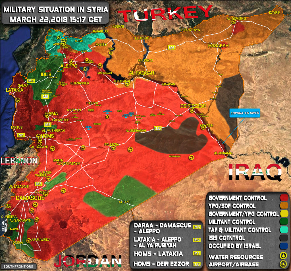 Map Update: Military Situation In Syria On March 22, 2018