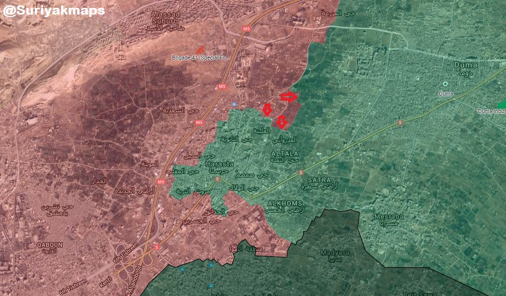 Syrian Army Encircles 60% Of Harasta District, Liberates 274th Regiment Base (Map, Photos)